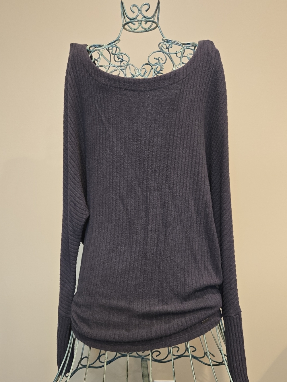 Lucky Brand Off-the-Shoulder Ribbed Sweater - Charcoal